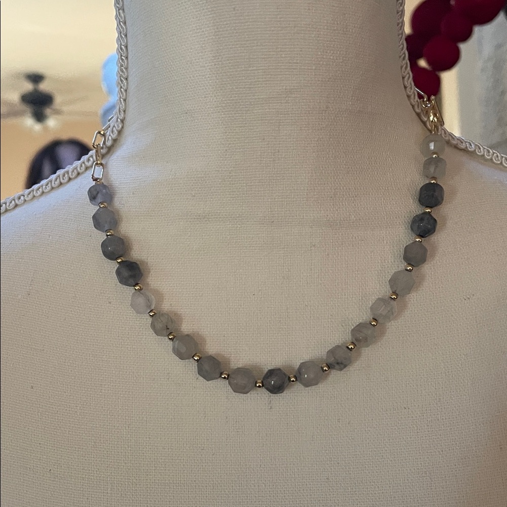 Panacea Gray Beaded Gold Chain Necklace